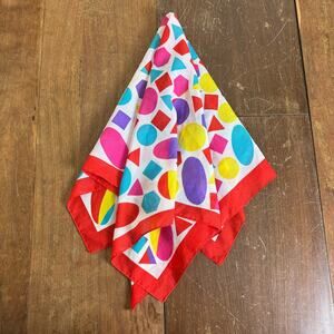 Italian 100%‎ polyester VINTAGE bright colorful geometric scarf